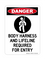 Body Harness And Lifeline Required For Entry (PPE Symbol), Danger Sign