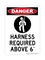 Harness Required Above 6' (PPE Symbol), Danger Sign