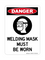 Welding Mask Must Be Worn (PPE Symbol), Danger Sign