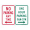 No Parking / 1 Hour Restricted Parking (Combined Sign), Parking Sign