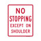 No Stopping Except On Shoulder, Parking Sign