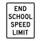 End School Speed Limit, School Sign