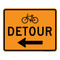 Bicycle Detour Left Arrow, Temporary Traffic Control Sign