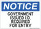 Government Issued I.D. Required For Entry,  OSHA Notice Sign