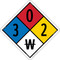 NFPA Rating for chemicals that are dangerous to your health and react violently with water (concentrated Sulfuric Acid or Thionyl Chloride)