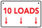 10 Loads (Down Arrows), Laundromat Sign  18"x12"