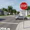 Except Right Turn Plaque plaque with Stop sign, R1-10P 24"x18"