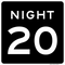 Night Speed Limit 20 MPH, MUTCD Sign 24"x24"