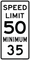 Combo Speed Limit 50 Max 35 min MPH, MUTCD Sign,  24"x48"