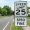 $150 Fine with Speed Limit sign, R2-6bP