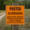 Example of Posted No Trespassing - Hunting, Fishing, Trapping Or Trespassing Strictly Forbidden, Orange Warning Sign