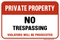 Private Property - No Trespassing - Violators Will Be Prosecuted, Property Sign
