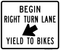 Begin Right Turn Lane Yield to Bike, MUTCD Pass & Slow Traffic
