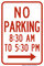 No Parking Part Time Sign (Right Arrow), MUTCD No Parking
