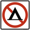 No Camping,  MUTCD Prohibited Activity Sign - Park, Campground & General Rules