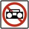 No Radios,  MUTCD Prohibited Activity Sign - Park, Campground & General Rules