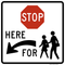 Stop Here to School Crossing (Left Arrow), MUTCD School
