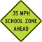 Reduced School Speed Limit 35 MPH Ahead Sign,  MUTCD School