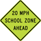 Reduced School Speed Limit 20 MPH Ahead Sign,  MUTCD School