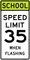 School Speed Limit 35 MPH When Flashing Sign,  MUTCD School