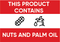 This Product Contains: Nuts And Palm Oil, Food  Safety Sign