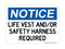 Life Vest and/or Safety Harness Required