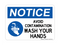 Avoid Contamination Wash Your Hands (Hand Washing Left Symbol), Notice Sign