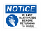 Please Wash Hands Before Returning To Work (Hand Washing Left Symbol), Notice Sign