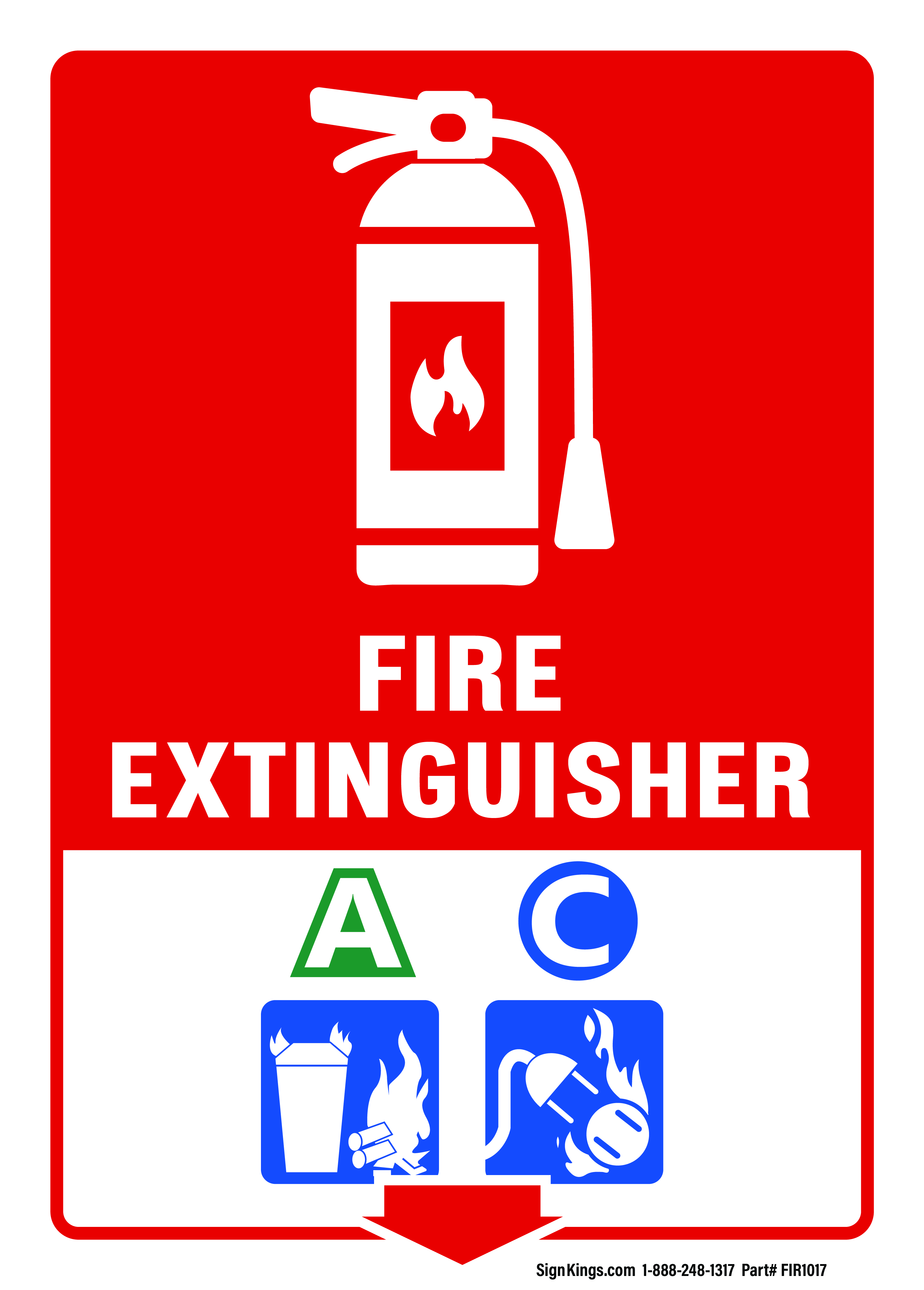 Fire Extinguisher Sign - Class A & C (Ordinary Combustibles and ...