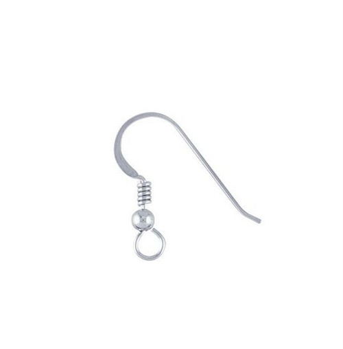 Argentium Silver Ear Wire with bead and coil