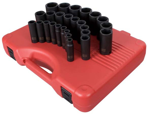 [PN: 2646] SUNEX Tools 26pc 1/2" Drive Deep Metric Impact Socket Set