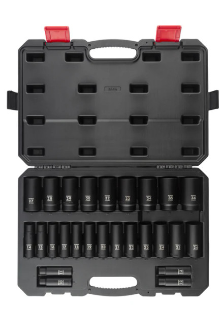 [PN: 2646] SUNEX Tools 26pc 1/2" Drive Deep Metric Impact Socket Set