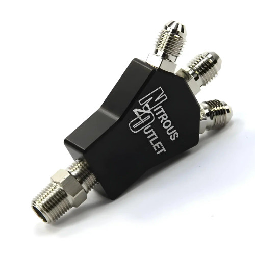 [PN: 50-01723] Powersports 1 In 3 Out Distribution Block w/Fittings (1/8" NPT Male Inlet & 3AN Male Outlets)