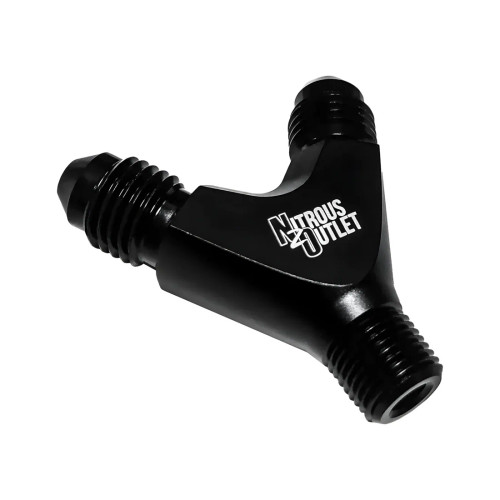 [PN: 00-01720] High Flow 1/8" NPT x 4AN x 4AN Y Fitting -Male/Male/Male