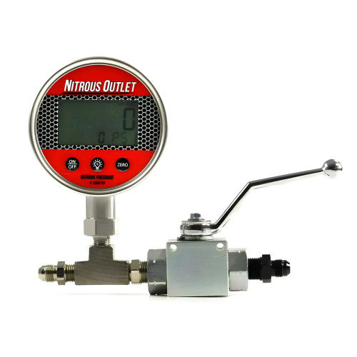[PN: 00-63016-4] Digital Inline Nitrous Pressure Gauge & Shutoff Valve with Filter