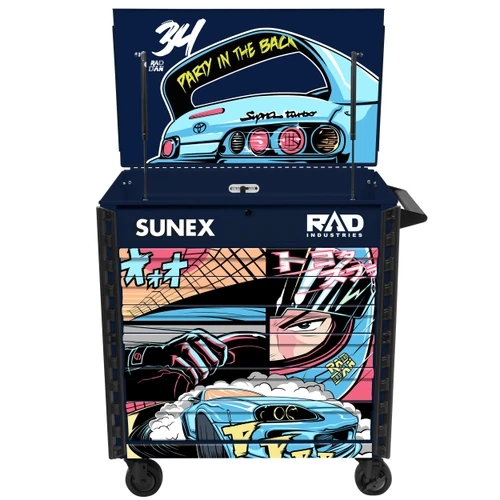 [PN: 8056FDBLRADDAN] BLUE Rad Dan Manga Designed Black Premium Full 6 Drawer Service Cart