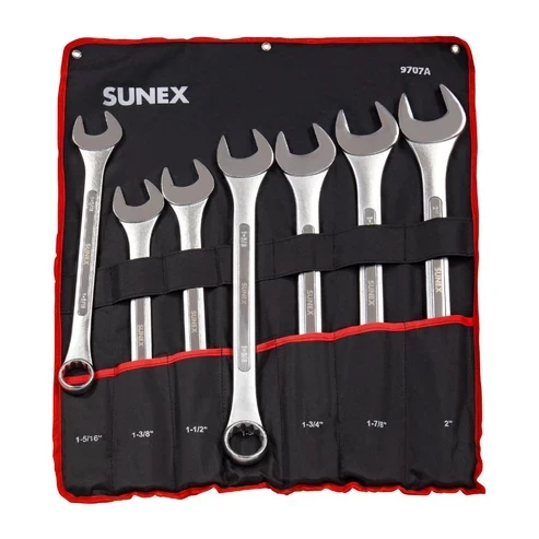 [PN: 9707A] SUNEX Tools 7 Piece SAE Raised Panel Jumbo Combination Wrench Set