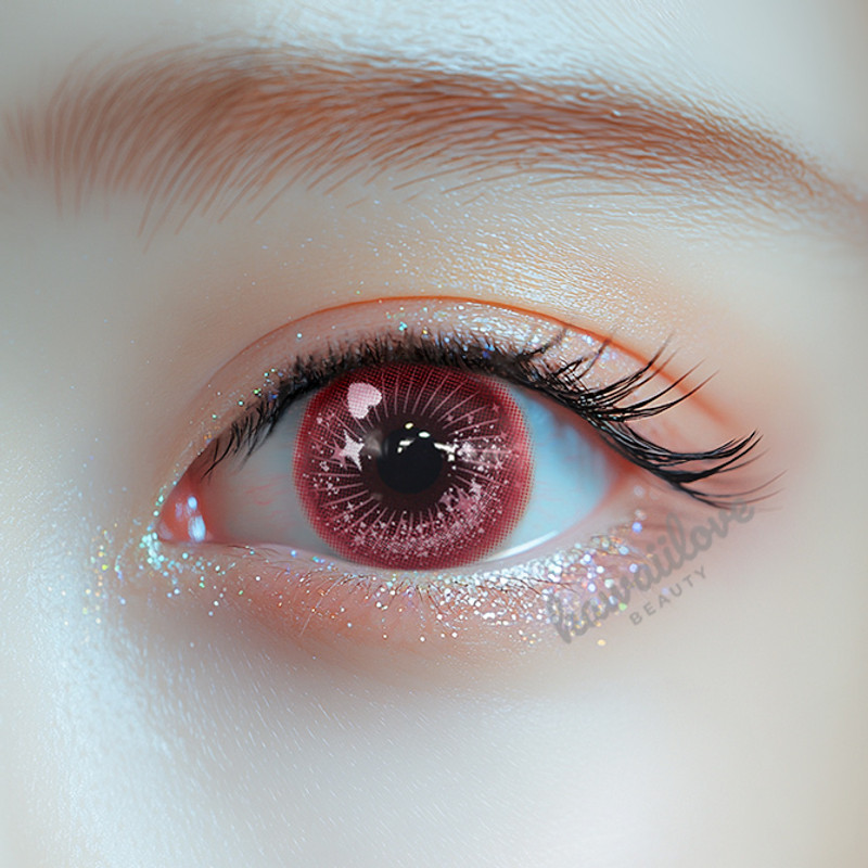 Crazy Lab by Urban Layer Candy Pop Pink colored contacts, featuring cute big eye circle lenses for kawaii fairy cosplay looks. These vibrant pink lenses create dolly eyes and are available with fast, free shipping in the USA.