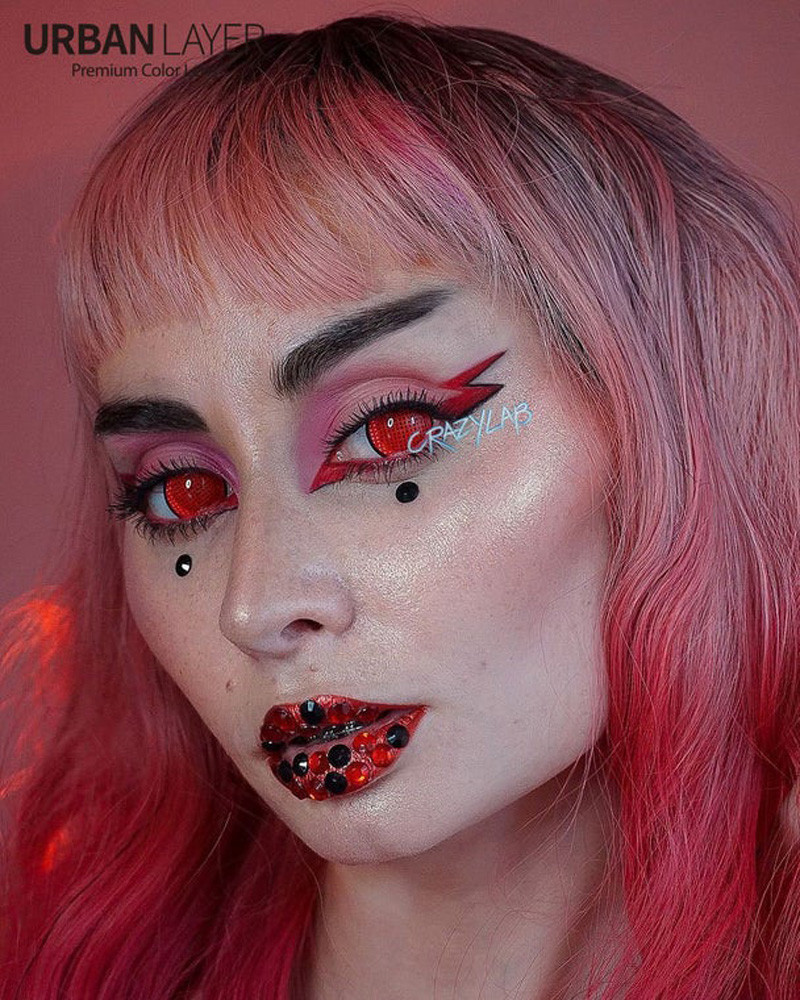 17mm Red Mesh R Mini Sclera Circle Lenses | Yearly 17mm Red Mesh R Mini Sclera Circle Lenses | Yearly