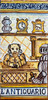 Antique Dealer Tile - L'ANTIQUARIO Italian ceramic tile. Hand painted Italian tile from Castelli, Italy.