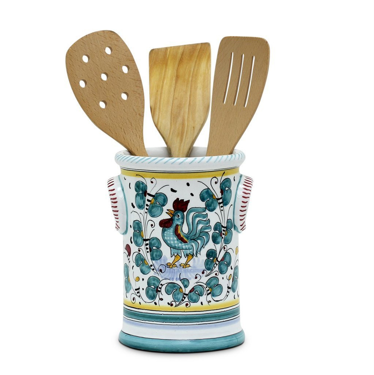 Utensil Holder - Orvieto Green - Italian Ceramics