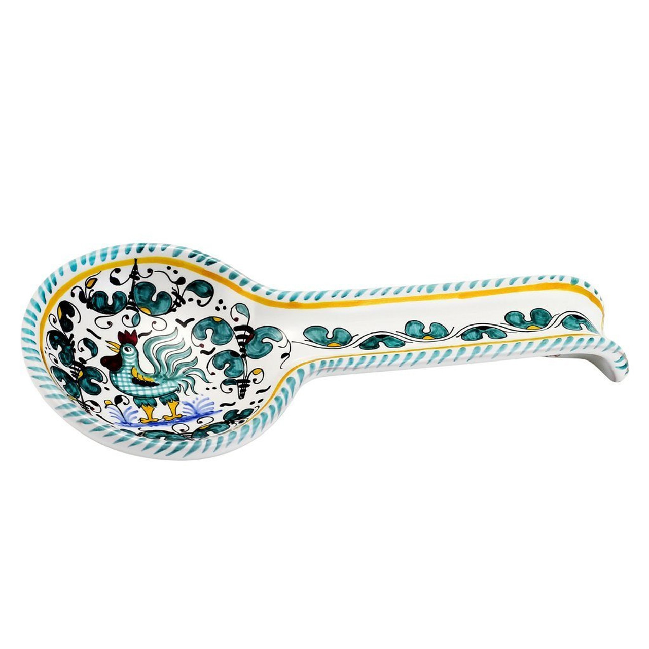 Italian Pottery Spoon Rest Orvieto Green Deruta