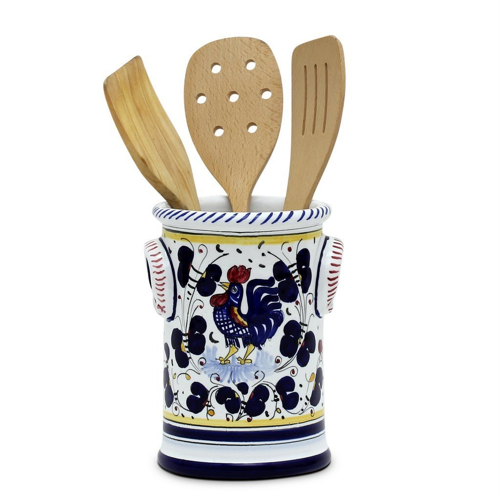 Utensil Holder - Orvieto Blue - Italian Ceramics