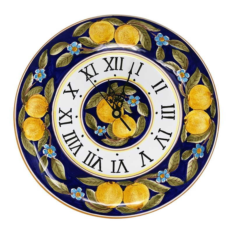 Italian Ceramic Wall Clock - Round - Positano Blue - Fratelli Mari