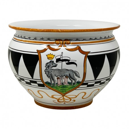 Italian Ceramic Cache Pot - Palio di Siena - Lupa - Fratelli Mari