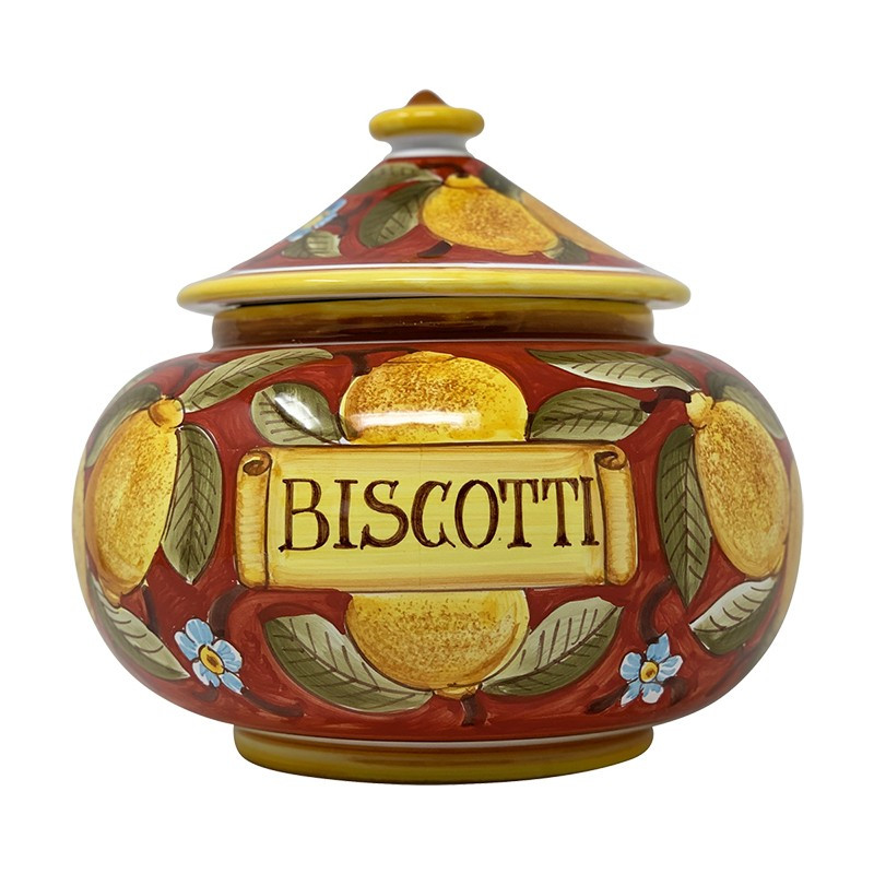Italian Ceramic Biscotti Jar - Positano Red - Fratelli Mari