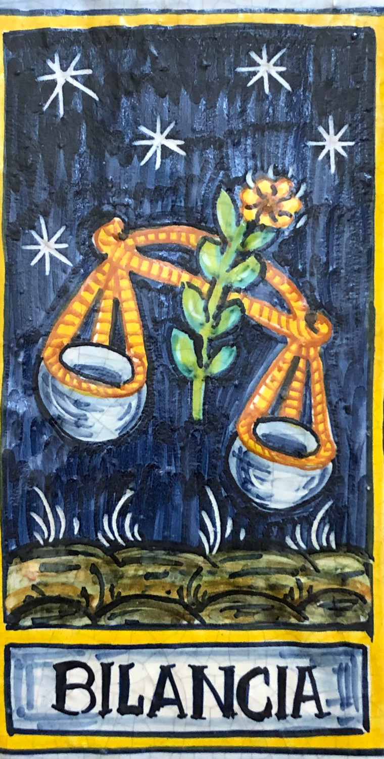 Italian Ceramic Aries Zodiac Tile - BILANCIA