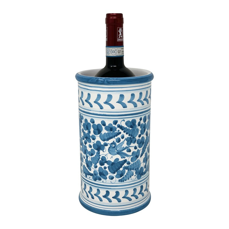 Wine Bottle Holder - Arabesco Turchese Italian Ceramics Fratelli Mari
