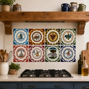 Palio di Siena Italian Ceramic Tiles in Kitchen Backsplash