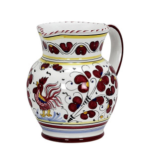 Orvieto Red Rooster Pitcher - Italian Ceramics